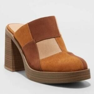 UNIVERSAL THREAD TESS FAUX LEATHER PLATFORM MULE CHUNKY HEELS SIZE 11 NWOB